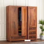 Wardrobe for Clothes Storage | Sheesham Wood 6-Drawer Wardrobe with 8 Shelves Storage | Solid Wood Large Cupboard Almirah Storage Cabinet for Your Living/Bedroom (Teak Finish)