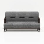 Wooden 5 Seater Sofa Set - 3+1+1, for Living Room, Drawing Room, Office & Lounge | Solid Sheesham Wood, Fabric (Brown) - Image 2