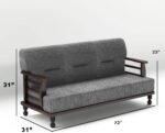 Wooden 5 Seater Sofa Set - 3+1+1, for Living Room, Drawing Room, Office & Lounge | Solid Sheesham Wood, Fabric (Brown) - Image 3
