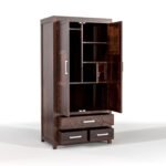 Cupboard for Clothes | sheesham Wood Wardrobe with 1 Drawwer Storage | Solid Wood Large Cupboard Storage Cabinet Natural Colour Finish (Asian) - Image 4