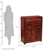 Shoe Rack Cabinet with 2 Drawers (Honey Finish) - Image 2