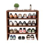 Shoe Rack for Home, Chappal Slippers Organizer Stand I 4-Tier I Color-Walnut I Finish-Suede DIY - Image 3