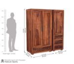 Wardrobe for Clothes Storage | Sheesham Wood 6-Drawer Wardrobe with 8 Shelves Storage | Solid Wood Large Cupboard Almirah Storage Cabinet for Your Living/Bedroom (Teak Finish) - Image 2