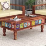 Tile Coffee Table | Sofa Centre Table | Tea Center Table for Living Room | Patio Teapoy Table for Home Furniture (Honey Tiles) (40x23x16 inch)
