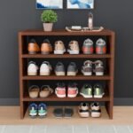 Shoe Rack for Home, Chappal Slippers Organizer Stand I 4-Tier I Color-Walnut I Finish-Suede DIY - Image 7