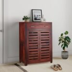 Shoe Rack Cabinet with 2 Drawers (Honey Finish)