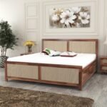 King Size Bed with Storage for Bedroom Living Room Hall | Wooden Double Bed Cot Palang for Home Hotel (Vintage) (Honey1, King)