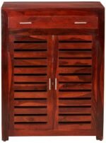 Shoe Rack Cabinet with 2 Drawers (Honey Finish) - Image 4
