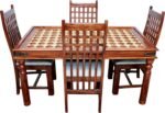 Antique Brass Bakhra Design 4 Seater Dining Table with 4 Chair - Image 2