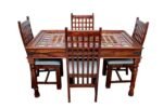 Antique Brass Design with Tile Work 4 Seater Dining Table with 4 Chair - Image 3
