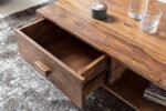 1 DARAJ Coffee Table for Living Room, Centre Table with Drawer & Shelf Storage, Sheesham Wood, Light Honey - Image 4