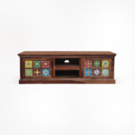 TV Unit for Living Room | Solid Wood TV Cabinet for Bedroom Hall | TV Stand Table with Door & Shelf Storage Sideboard Cabinet (Teak) - Image 4