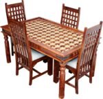 Antique Brass Bakhra Design 4 Seater Dining Table with 4 Chair