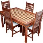 Antique Brass Bakhra Design 4 Seater Dining Table with 4 Chair