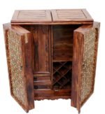 Antique Brass Design Solid Wood Sheesham bar Cabinet Wine Storage Rack with Glass Holder Pre-Assemble bar Cocktail Storage Solid Wood Bar... - Image 4
