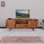 TV C. DIAMOND Retro TV Cabinet/Entertainment Unit with Storage, Natural Honey Oak Finish, Easy to Assemble
