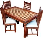 Antique Brass Bakhra Design 4 Seater Dining Table with 4 Chair - Image 3