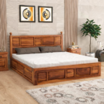 Handcrafted Solid Sheesham Wood King Bed with Storage – Premium Finish