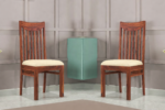 Chairs Set of 2 for Kitchen & Dining Room, Chairs with Cushion, Two Seats, Solid Sheesham Wood, Honey Finish