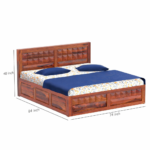 HALF DIMOND King Size Bed with Box Storage for Bedroom - Wooden King Size Cot Double Bed Diwan Cot for Living Room Home Decor Furniture - Image 2