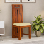 T-Poster Wooden Dining Chairs Set of 2 for Kitchen & Dining Room, Chairs with Cushion, Two Seats, Solid Sheesham Wood, Honey Finish - Image 3