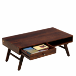 Coffee Table for Living Room, Centre Table with Drawer & Shelf Storage, Sheesham Wood, Natural Brown - Image 6