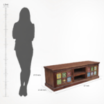 TV Unit for Living Room | Solid Wood TV Cabinet for Bedroom Hall | TV Stand Table with Door & Shelf Storage Sideboard Cabinet (Teak) - Image 5