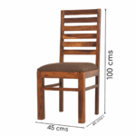 7 PATTI Chair Only Set of 2 | Wooden Two Seater Dinning Chairs for Kitchen & Dining Room | Students Study Chair & Office Chair with Cushion | Rosewood, Teak Finish - Image 2
