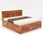NIWAR + TILE  King Size For Bedroom/ Hotel | Solid Wood King Box Bed Solid Wood King Box Bed, 205.74 cm x 190.5 cm (6.75 ft x 6.25 ft) (Finish Color - Honey, Delivery Condition - DIY(Do-It-Yourself)) - Image 5