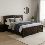 NIWAR BOX BED King Size For Bedroom/ Hotel | Solid Wood King Box Bed Solid Wood King Box Bed, 205.74 cm x 190.5 cm (6.75 ft x 6.25 ft) (Finish Color - Walnut Finish