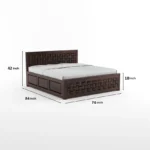 NIWAR BOX BED King Size For Bedroom/ Hotel | Solid Wood King Box Bed Solid Wood King Box Bed, 205.74 cm x 190.5 cm (6.75 ft x 6.25 ft) (Finish Color - Walnut Finish - Image 3