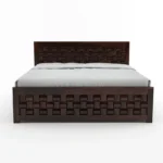 NIWAR BOX BED King Size For Bedroom/ Hotel | Solid Wood King Box Bed Solid Wood King Box Bed, 205.74 cm x 190.5 cm (6.75 ft x 6.25 ft) (Finish Color - Walnut Finish - Image 7