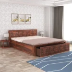 King Size Bed with Drawer Storage For/Bedroom/Home/Hotel Solid Wood King Drawer Bed, 211 cm x 190 cm (6.92 ft x 6.23 ft) (Finish Color - Natural Finish, Delivery Condition - DIY(Do-It-Yourself))
