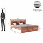 Bed Queen Size Without Storage (78x60) Double Bed Queen Size Cot for Bedroom (Natural Finish) - Image 2