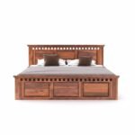 Bed Queen Size Without Storage (78x60) Double Bed Queen Size Cot for Bedroom (Natural Finish) - Image 3