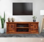 TV CABINET DIMOND | TV Cabinet or Entertainment Unit Stand for Living Room Home (Brown Honey Finish)