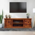 TV CABINET DIMOND | TV Cabinet or Entertainment Unit Stand for Living Room Home (Brown Honey Finish)