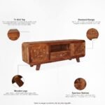 TV C. DIAMOND Retro TV Cabinet/Entertainment Unit with Storage, Natural Honey Oak Finish, Easy to Assemble - Image 3