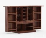 Bar Cabinet | Home Bar Furniture with Wine Rack & Drawer | Honey Brown Corner Bar Unit - Image 5