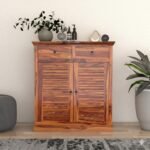 Shoe Cabinet for Home with 2 Drawers & 3 Shelves | Shoe Organizer Stand for Hallway, Entryway & Office| Honey Finish