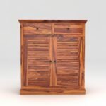 Shoe Cabinet for Home with 2 Drawers & 3 Shelves | Shoe Organizer Stand for Hallway, Entryway & Office| Honey Finish - Image 3