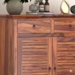 Shoe Cabinet for Home with 2 Drawers & 3 Shelves | Shoe Organizer Stand for Hallway, Entryway & Office| Honey Finish - Image 4
