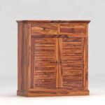 Shoe Cabinet for Home with 2 Drawers & 3 Shelves | Shoe Organizer Stand for Hallway, Entryway & Office| Honey Finish - Image 5
