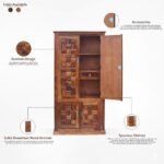 Diamond Cut 4 Door Almirah/Wardrobe/Cabinet with Storage of 4 Shelves and 2 Drawers, Pre-Assembled (Natural Honey Finish) (Honey Finish ) - Image 4