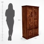 Almirah/Wardrobe/Cabinet/Cupboard/Bookshelf with Four Doors with Diamond Cut Design, Pre-Assembled (Natural Honey Oak) - Image 2