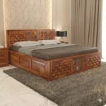 NIWAR + TILE  King Size For Bedroom/ Hotel | Solid Wood King Box Bed Solid Wood King Box Bed, 205.74 cm x 190.5 cm (6.75 ft x 6.25 ft) (Finish Color - Honey, Delivery Condition - DIY(Do-It-Yourself))