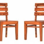 3 PATTI Wood Dining Chair Only Set of 2 | Solid Wooden Two Seater Dinning Chairs for Kitchen & Dining Room | Students Study Chair & Office Chair | Rosewood, Honey Finish