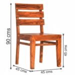 3 PATTI Wood Dining Chair Only Set of 2 | Solid Wooden Two Seater Dinning Chairs for Kitchen & Dining Room | Students Study Chair & Office Chair | Rosewood, Honey Finish - Image 3