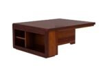 Coffee Table with 4 Stool | Rectangle Centre Table with Stool | Center Table with 4 Stools for Living Room | Patio Table with 4 Puffy for Home | Mahogany Brown Finish - Image 6