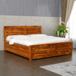Wood King Size Bed with Box Storage for Bedroom Living Room | Solid Wood Bed Hotel | Rosewood Palang Cot | Double Bed (Honey, King Size)